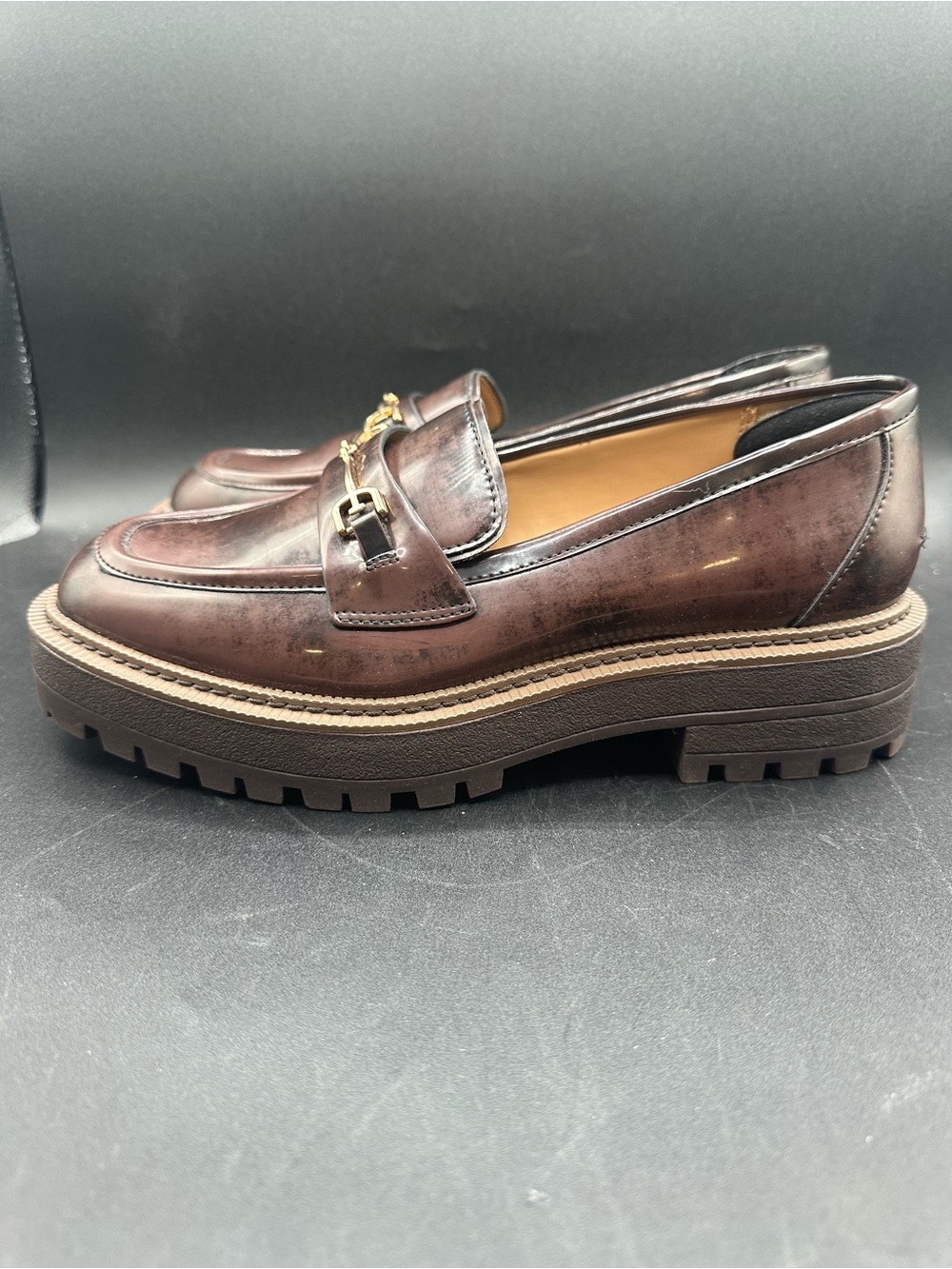 Sam Edelman LAURS LUG SOLE LOAFER Chunky Platform Flats Chestnut Brown size 9 - Picture 4 of 6
